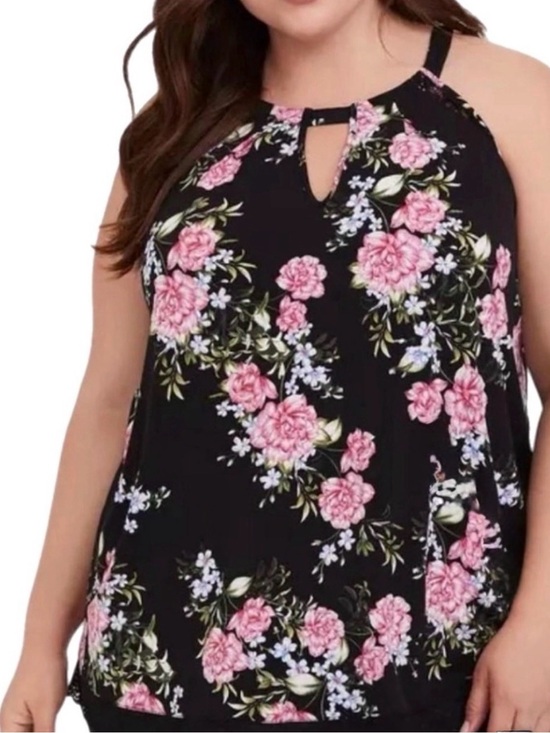 torrid Tops - Torrid Whimsygoth Floral Plus Size Perfection Knit High Neck Keyhole Top Size 1